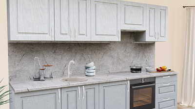 Кухня на заказ Роялвуд белый 5005- Роялвуд серый 5011